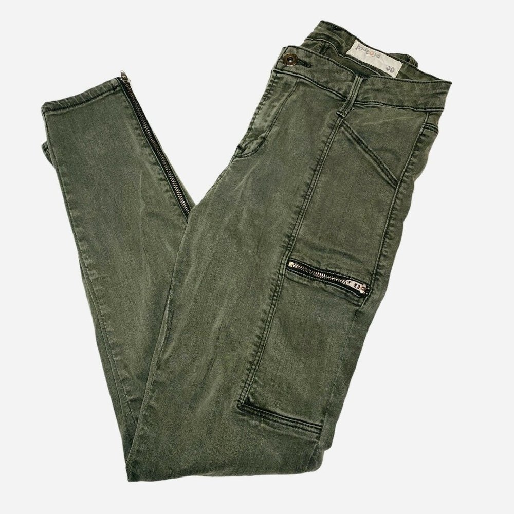 Pistola Olive Zipper Cargo Skinny Jeans Sz 30